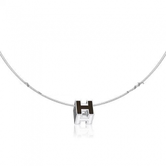 Hermes Cage d'H Necklace Black in Lacquer With Gold